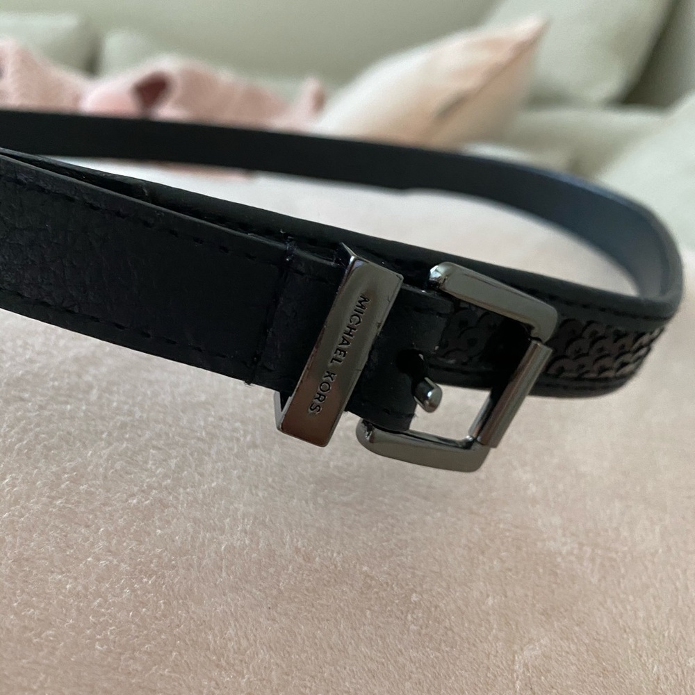 Black sequin MK belt